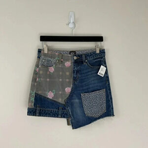 Urban Outfitters BDG Floral Patchwork Denim Mini Skirt Size Small